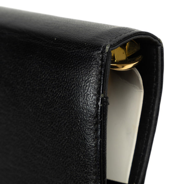 シャネル ココマーク 手帳カバー バインダー 6穴 ブラック レザー レディース CHANEL 【中古】