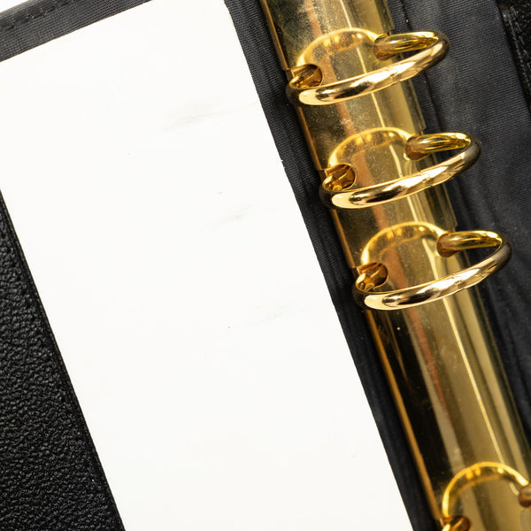 シャネル ココマーク 手帳カバー バインダー 6穴 ブラック レザー レディース CHANEL 【中古】