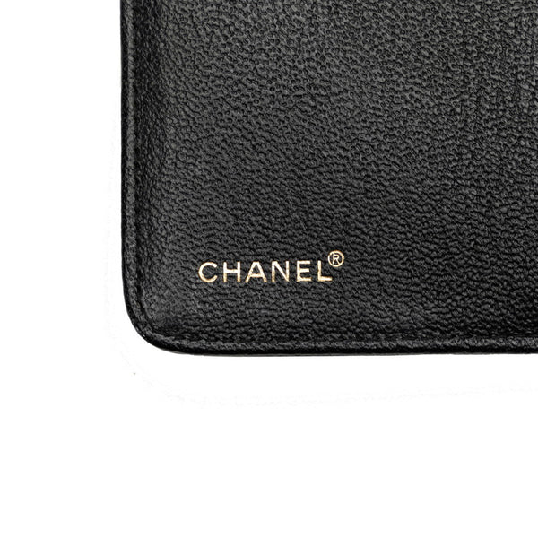 シャネル ココマーク 手帳カバー バインダー 6穴 ブラック レザー レディース CHANEL 【中古】