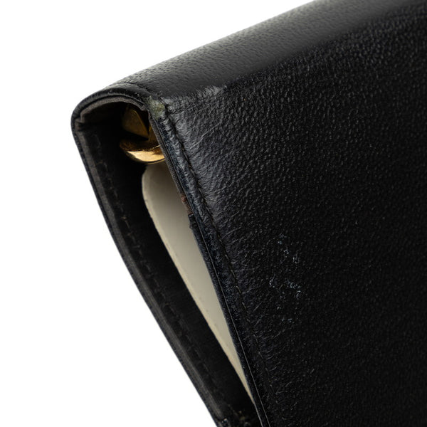 シャネル ココマーク 手帳カバー バインダー 6穴 ブラック レザー レディース CHANEL 【中古】