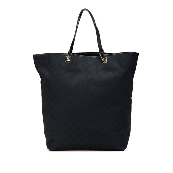 グッチ GGキャンバス  トートバッグ 002 1097 ブラック キャンバス レザー レディース GUCCI 【中古】