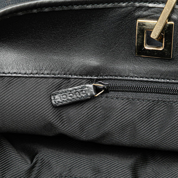 グッチ GGキャンバス  トートバッグ 002 1097 ブラック キャンバス レザー レディース GUCCI 【中古】