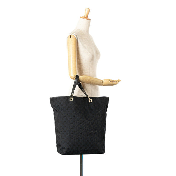 グッチ GGキャンバス  トートバッグ 002 1097 ブラック キャンバス レザー レディース GUCCI 【中古】