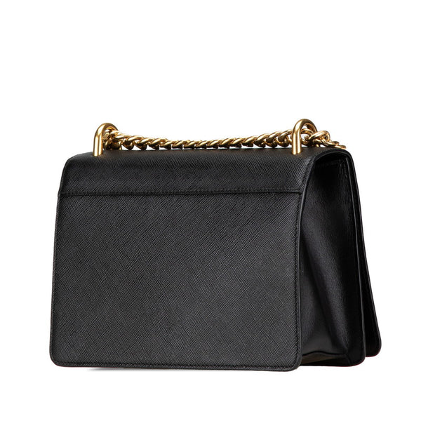 プラダ チェーン 斜め掛け ショルダーバッグ ブラック サフィアーノレザー レディース PRADA 【中古】