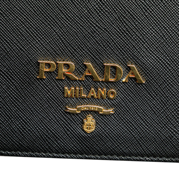 プラダ チェーン 斜め掛け ショルダーバッグ ブラック サフィアーノレザー レディース PRADA 【中古】