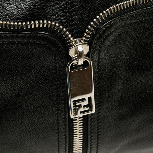 フェンディ ズッカ アンジップド ハンドバッグ トートバッグ 8BR623 ブラック レザー レディース FENDI 【中古】