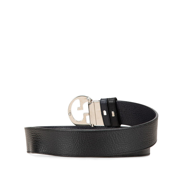 グッチ GGバックル ベルト 85.34 449715 ブラック レザー メタル メンズ GUCCI 【中古】