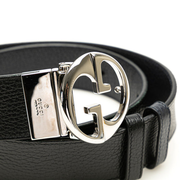 グッチ GGバックル ベルト 85.34 449715 ブラック レザー メタル メンズ GUCCI 【中古】