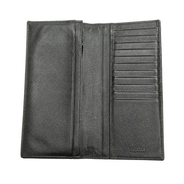 プラダ ロゴ金具 長財布 ブラック サフィアーノ レザー メンズ PRADA 【中古】