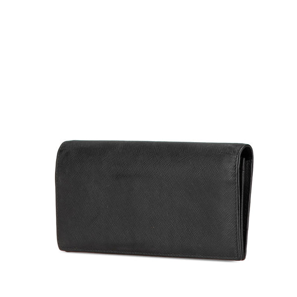 プラダ ロゴ金具 長財布 ブラック サフィアーノ レザー メンズ PRADA 【中古】