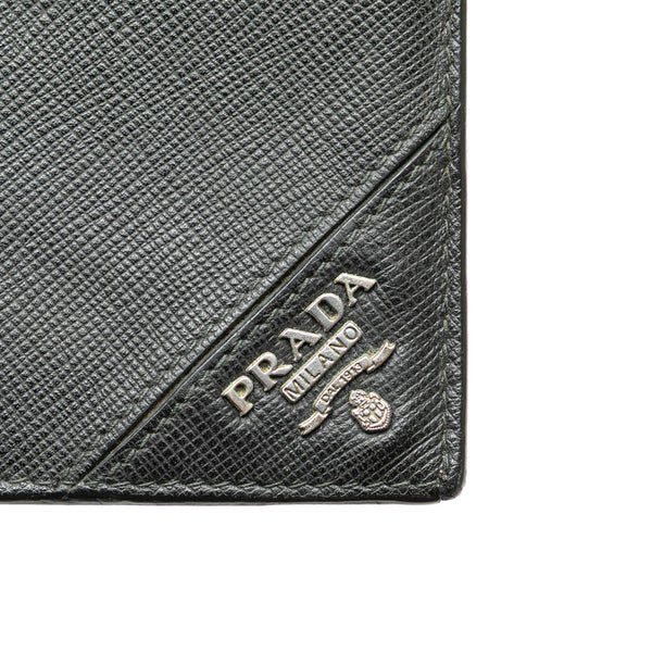 プラダ ロゴ金具 長財布 ブラック サフィアーノ レザー メンズ PRADA 【中古】