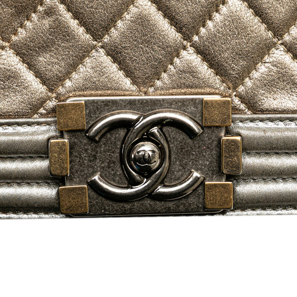 シャネル ココマーク ボーイシャネル28 斜め掛け チェーン ショルダーバッグ ゴールド グレー ラムスキン レディース CHANEL 【中古】