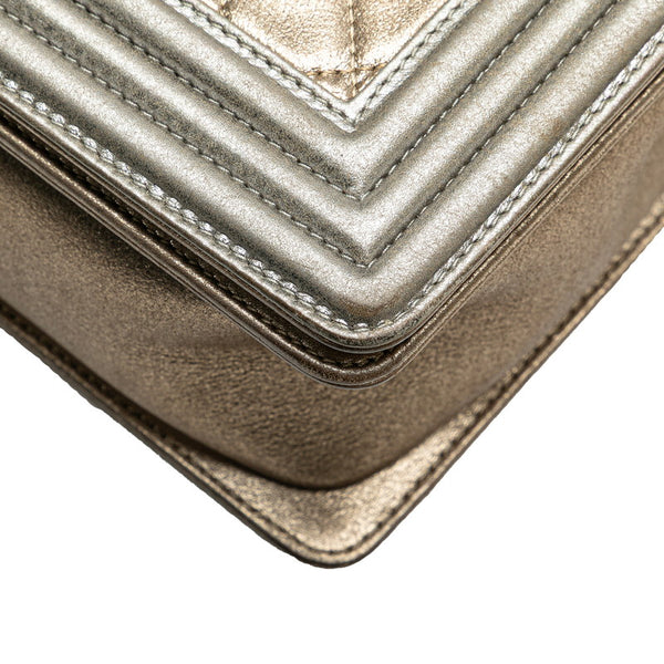 シャネル ココマーク ボーイシャネル28 斜め掛け チェーン ショルダーバッグ ゴールド グレー ラムスキン レディース CHANEL 【中古】