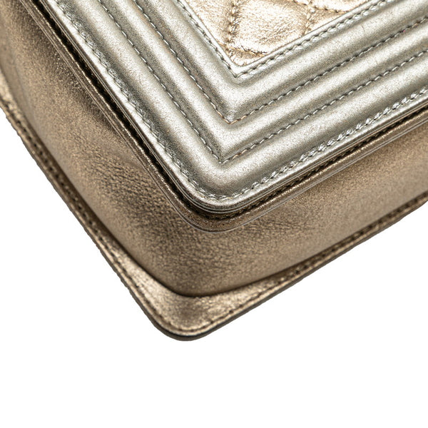 シャネル ココマーク ボーイシャネル28 斜め掛け チェーン ショルダーバッグ ゴールド グレー ラムスキン レディース CHANEL 【中古】