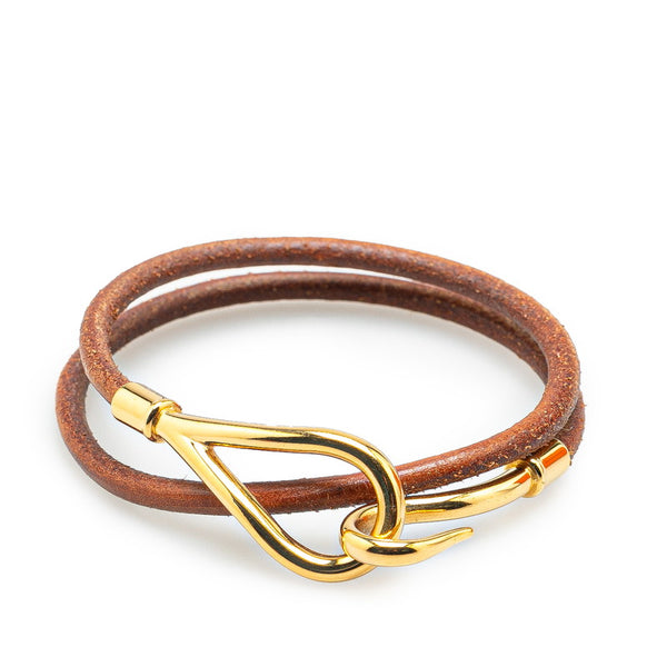 エルメス ジャンボ ブレスレット ブラウン ゴールド レザー メッキ レディース HERMES 【中古】