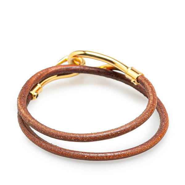 エルメス ジャンボ ブレスレット ブラウン ゴールド レザー メッキ レディース HERMES 【中古】
