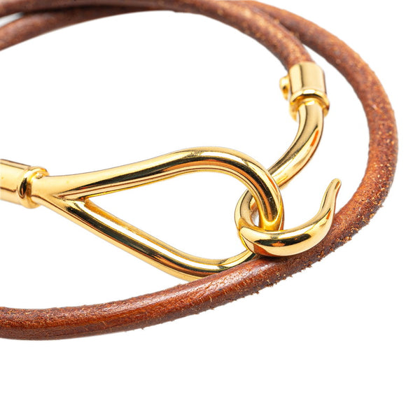 エルメス ジャンボ ブレスレット ブラウン ゴールド レザー メッキ レディース HERMES 【中古】