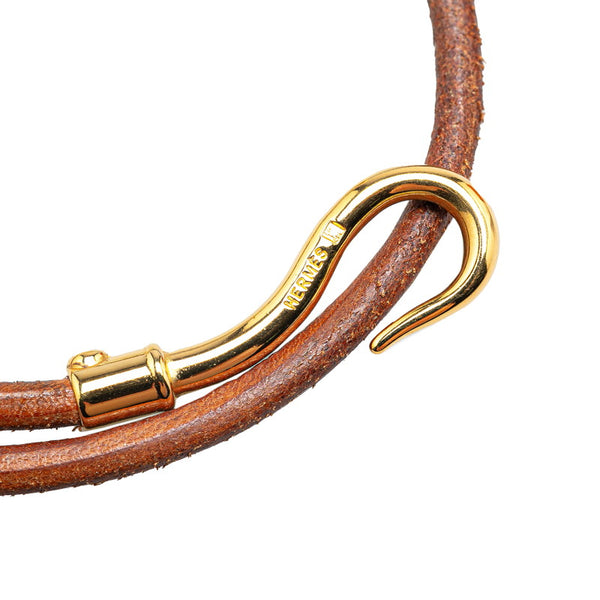 エルメス ジャンボ ブレスレット ブラウン ゴールド レザー メッキ レディース HERMES 【中古】