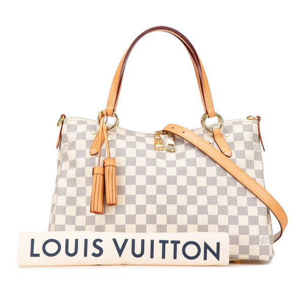 ルイ ヴィトン ダミエ アズール リミントン ハンドバッグ ショルダーバッグ 2WAY N40022 ホワイト PVC レザー レディース LOUIS VUITTON 【中古】