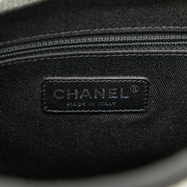 シャネル ココマーク ロゴ ドーヴィル チェーン トートバッグ ショルダーバッグ ホワイト ブラック キャンバス レザー レディース CHANEL 【中古】