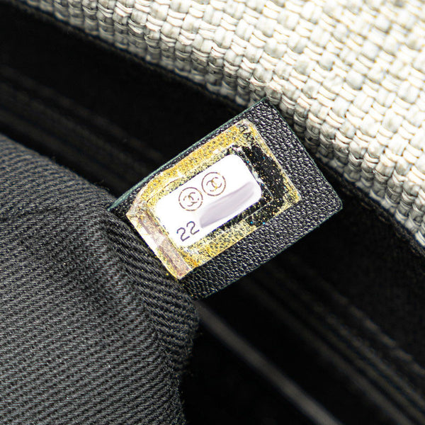 シャネル ココマーク ロゴ ドーヴィル チェーン トートバッグ ショルダーバッグ ホワイト ブラック キャンバス レザー レディース CHANEL 【中古】