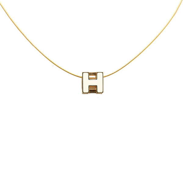 エルメス キューブ カサージュドH ネックレス ゴールド ホワイト メッキ レディース HERMES 【中古】