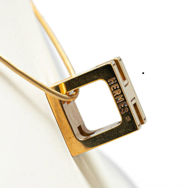 エルメス キューブ カサージュドH ネックレス ゴールド ホワイト メッキ レディース HERMES 【中古】