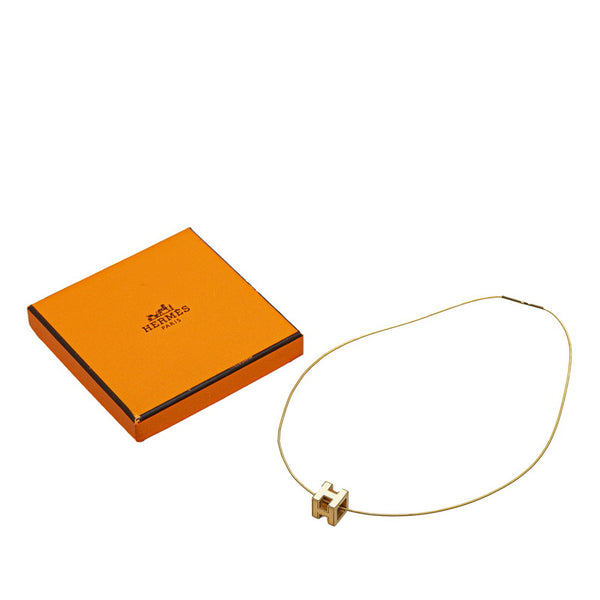 エルメス キューブ カサージュドH ネックレス ゴールド ホワイト メッキ レディース HERMES 【中古】