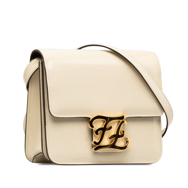 フェンディ カリグラフィー 斜め掛け ショルダーバッグ 8BT317 アイボリー ホワイト パテントレザー レディース FENDI 【中古】