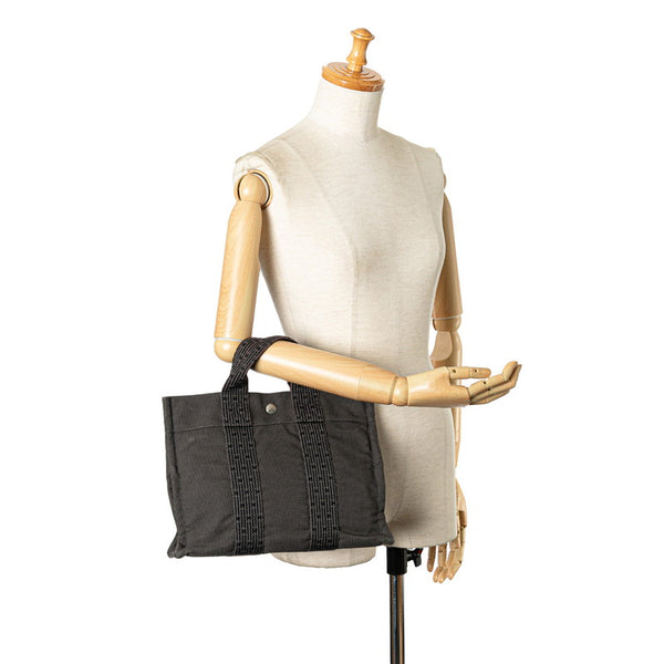 エルメス エールラインPM トートバッグ ハンドバッグ グレー キャンバス レディース HERMES 【中古】