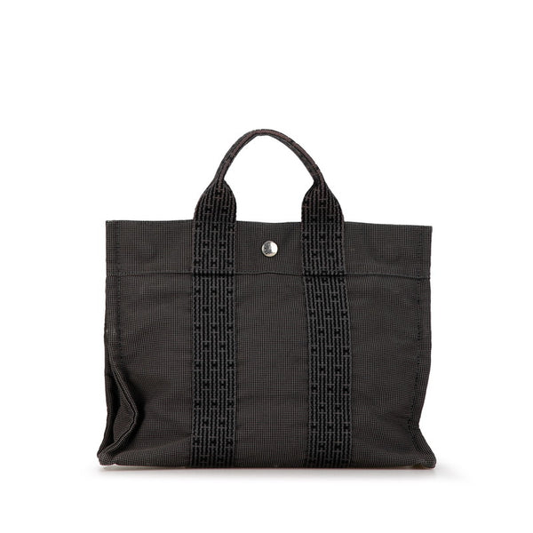 エルメス エールラインPM トートバッグ ハンドバッグ グレー キャンバス レディース HERMES 【中古】
