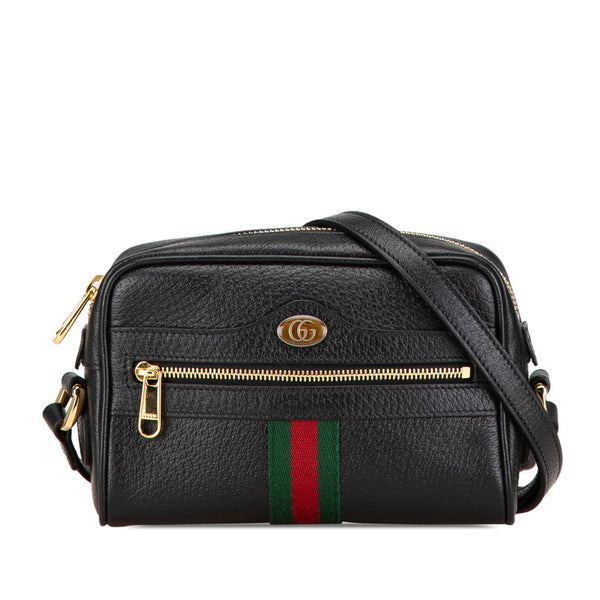 グッチ オフディア シェリーライン ショルダーバッグ 317350 ブラック レザー レディース GUCCI 【中古】