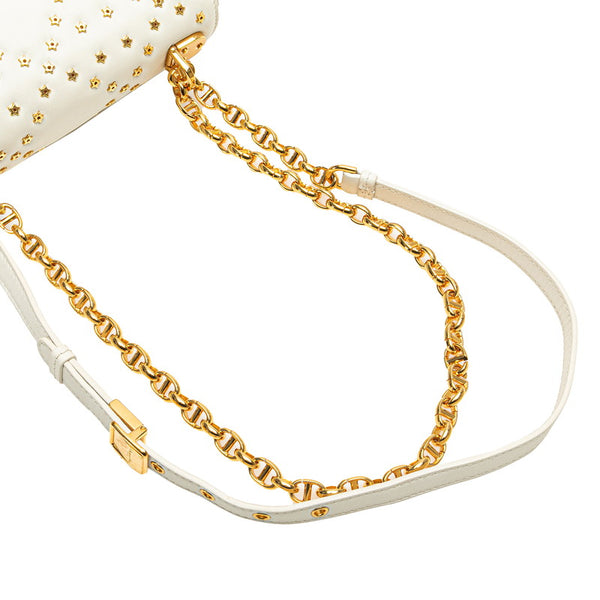 クリスチャンディオール カロ ラッキースター 斜め掛け チェーン ショルダーバッグ  ホワイト カーフ レディース Christian Dior 【中古】