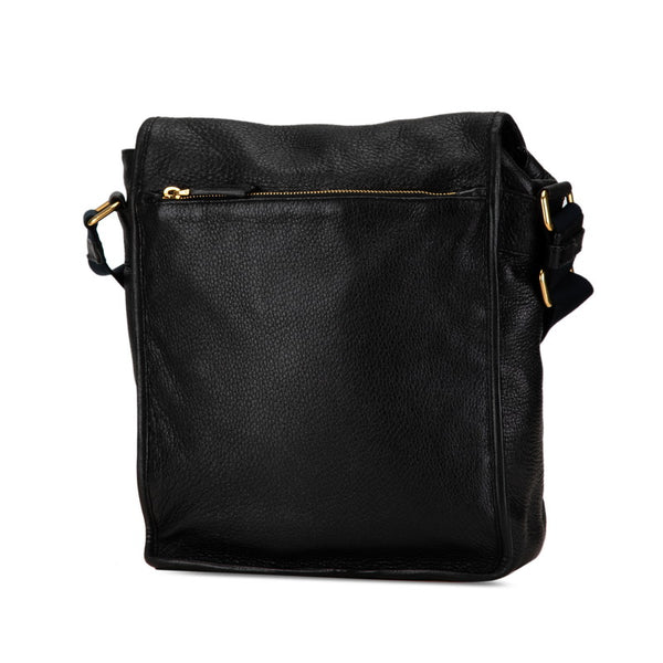 プラダ 斜め掛け ショルダーバッグ  ブラック ゴールド レザー レディース PRADA 【中古】