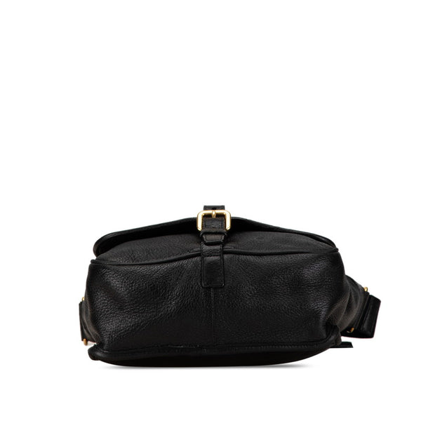 プラダ 斜め掛け ショルダーバッグ  ブラック ゴールド レザー レディース PRADA 【中古】