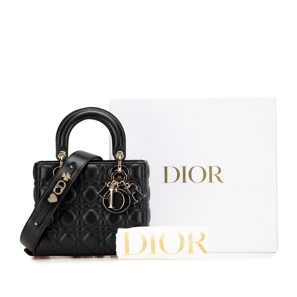 ディオール マイレディディオール カナージュ ハンドバッグ ショルダーバッグ 2WAY ブラック レザー レディース Dior 【中古】