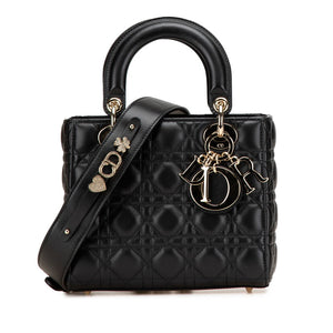 ディオール マイレディディオール カナージュ ハンドバッグ ショルダーバッグ 2WAY ブラック レザー レディース Dior 【中古】