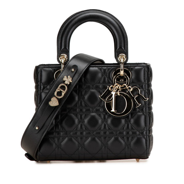 ディオール マイレディディオール カナージュ ハンドバッグ ショルダーバッグ 2WAY ブラック レザー レディース Dior 【中古】