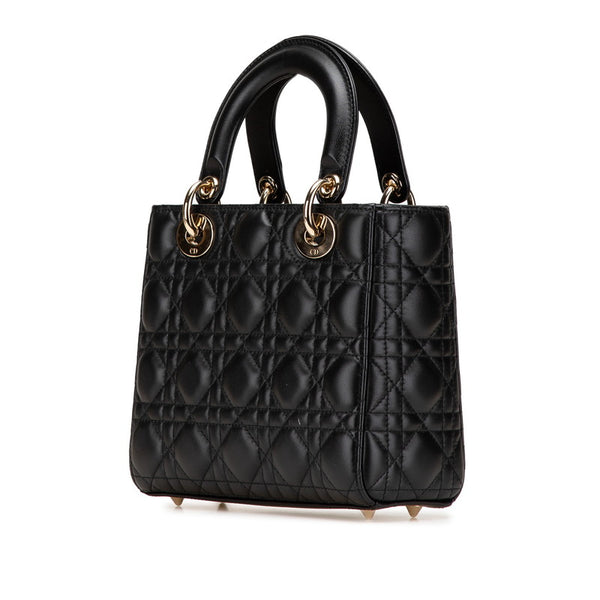 ディオール マイレディディオール カナージュ ハンドバッグ ショルダーバッグ 2WAY ブラック レザー レディース Dior 【中古】