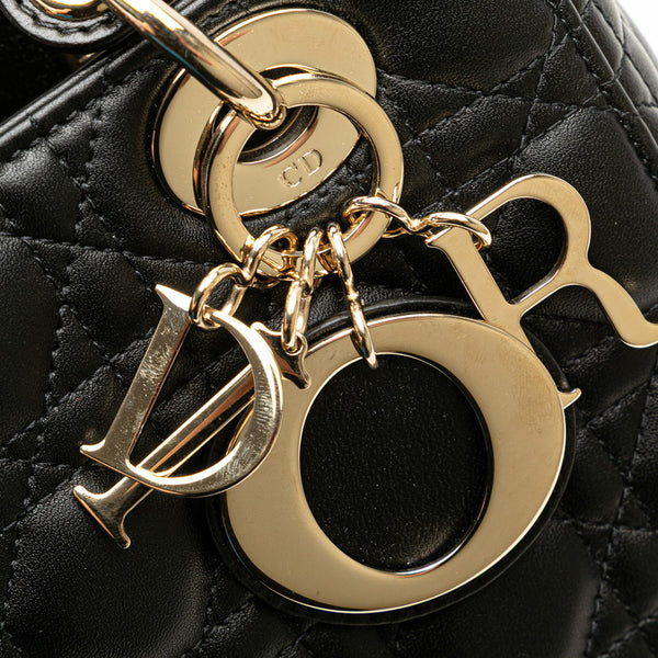 ディオール マイレディディオール カナージュ ハンドバッグ ショルダーバッグ 2WAY ブラック レザー レディース Dior 【中古】