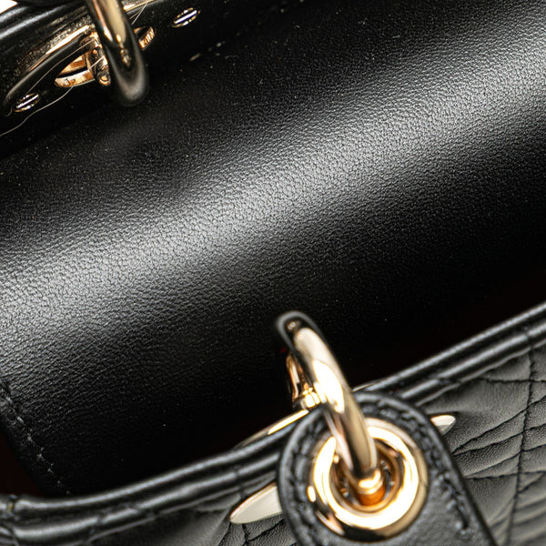 ディオール マイレディディオール カナージュ ハンドバッグ ショルダーバッグ 2WAY ブラック レザー レディース Dior 【中古】