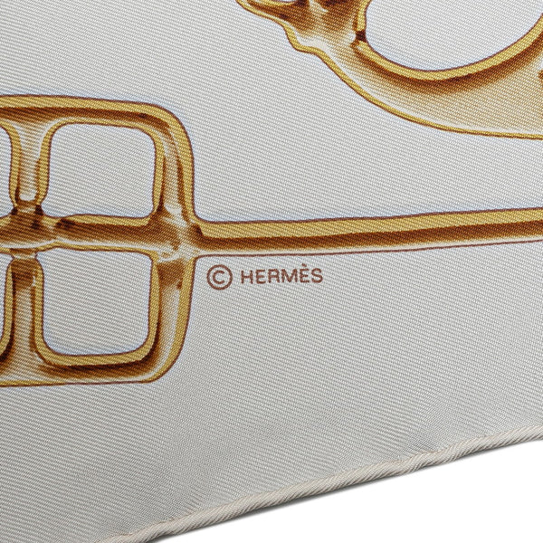 エルメス カレ90 Cheval Fusion シュヴァル フュージョン スカーフ アイボリー ホワイト マルチカラー シルク レディース HERMES 【中古】