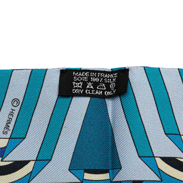 エルメス ツイリー スカーフ ブルー マルチカラー シルク レディース HERMES 【中古】