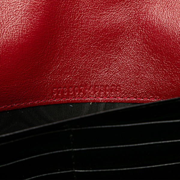 グッチ GGマーモント チェーン 斜め掛け ショルダーバッグ 573807 ブラック レッド レザー レディース GUCCI 【中古】