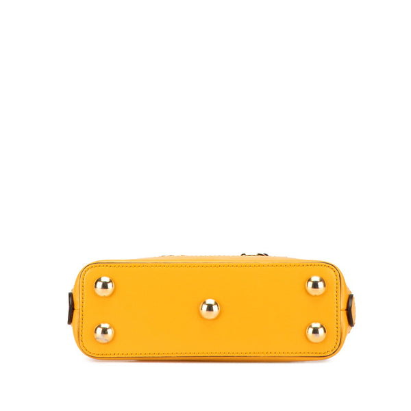 グッチ ミニ トップハンドル ホースビット ハンドバッグ ショルダーバッグ 2WAY 640716 イエロー ラフィア レザー レディース GUCCI 【中古】