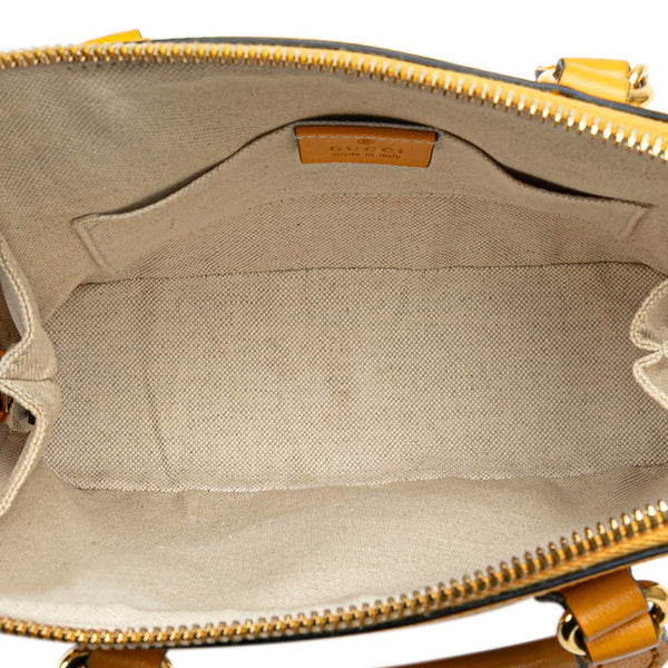 グッチ ミニ トップハンドル ホースビット ハンドバッグ ショルダーバッグ 2WAY 640716 イエロー ラフィア レザー レディース GUCCI 【中古】