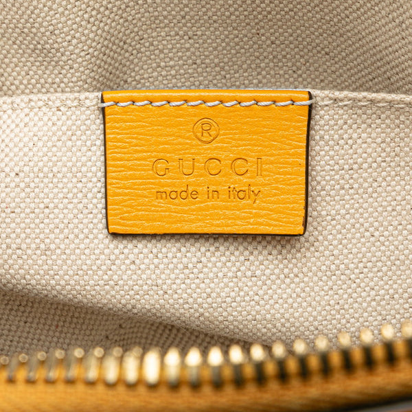 グッチ ミニ トップハンドル ホースビット ハンドバッグ ショルダーバッグ 2WAY 640716 イエロー ラフィア レザー レディース GUCCI 【中古】