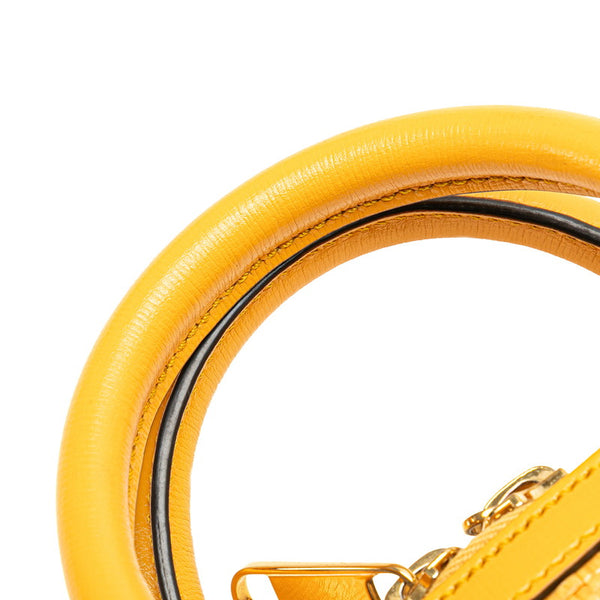 グッチ ミニ トップハンドル ホースビット ハンドバッグ ショルダーバッグ 2WAY 640716 イエロー ラフィア レザー レディース GUCCI 【中古】