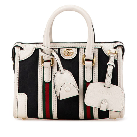 グッチ GGキャンバス オフィディア ハンドバッグ 715771 ブラック ホワイト キャンバス レザー レディース GUCCI 【中古】