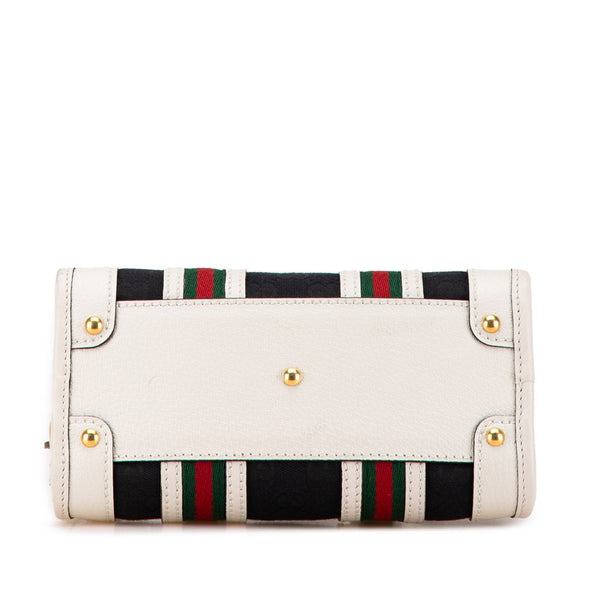 グッチ GGキャンバス オフィディア ハンドバッグ 715771 ブラック ホワイト キャンバス レザー レディース GUCCI 【中古】